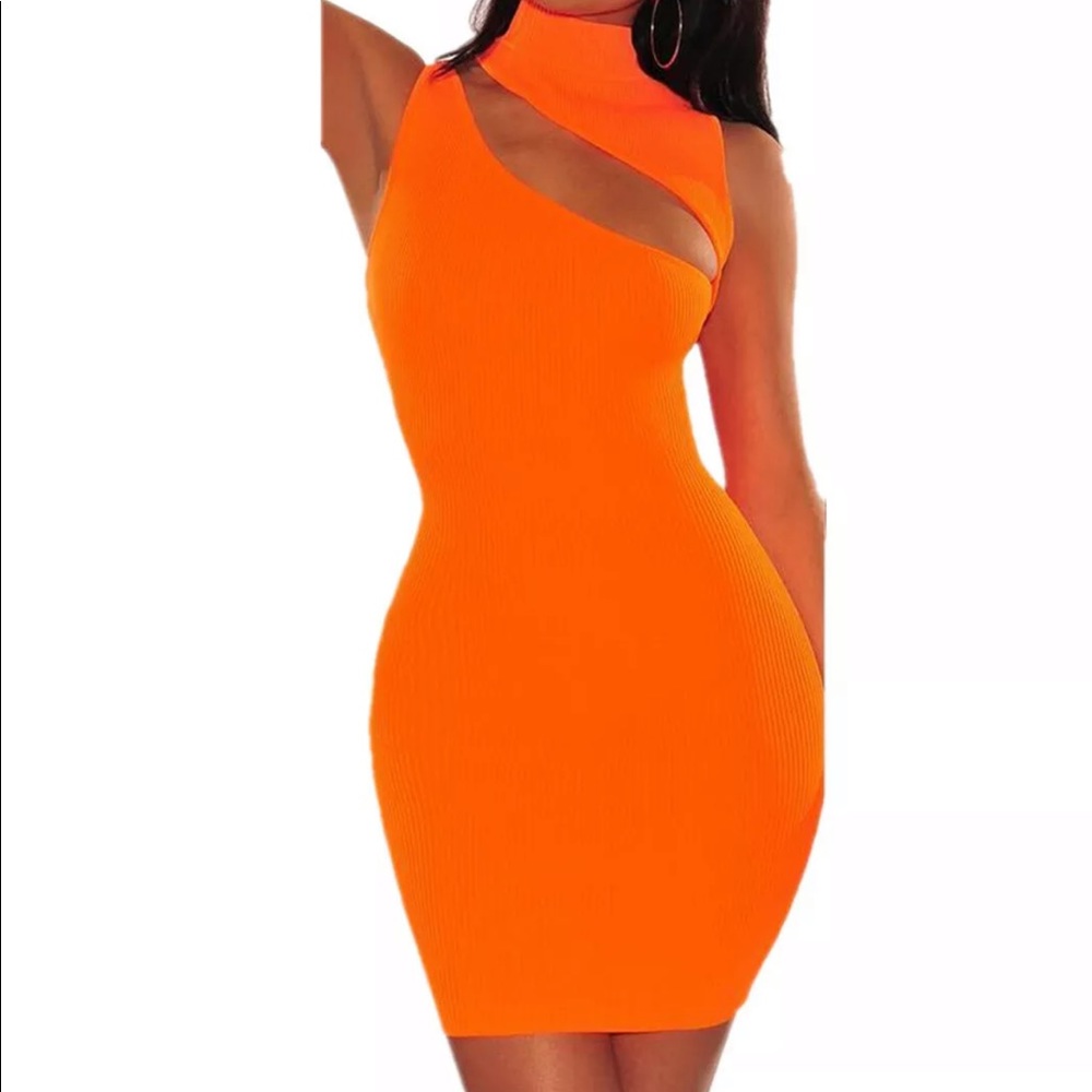 Orange body con dress